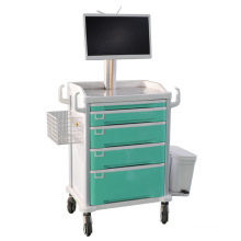 Mobile Nursing Workstation Height Adjustable Humanized Design Hospital Computer Cart Medical Trolley